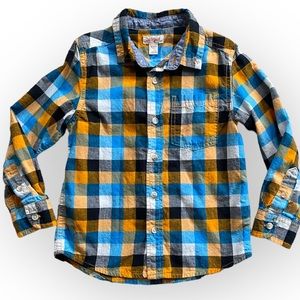 CAT & JACK Tartan Check Patterned Long Sleeve Button Down